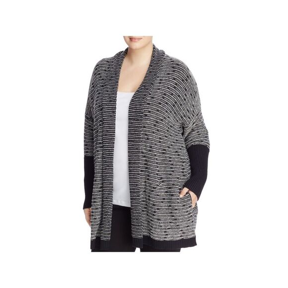 LYSSE Sweaters - LYSSE Womens Black Stretch Long Sleeve Open Front Wear To Work Sweater Plus 2X